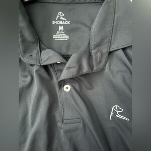Rhoback Men's Black Polo Shirt Jacket with White Logo